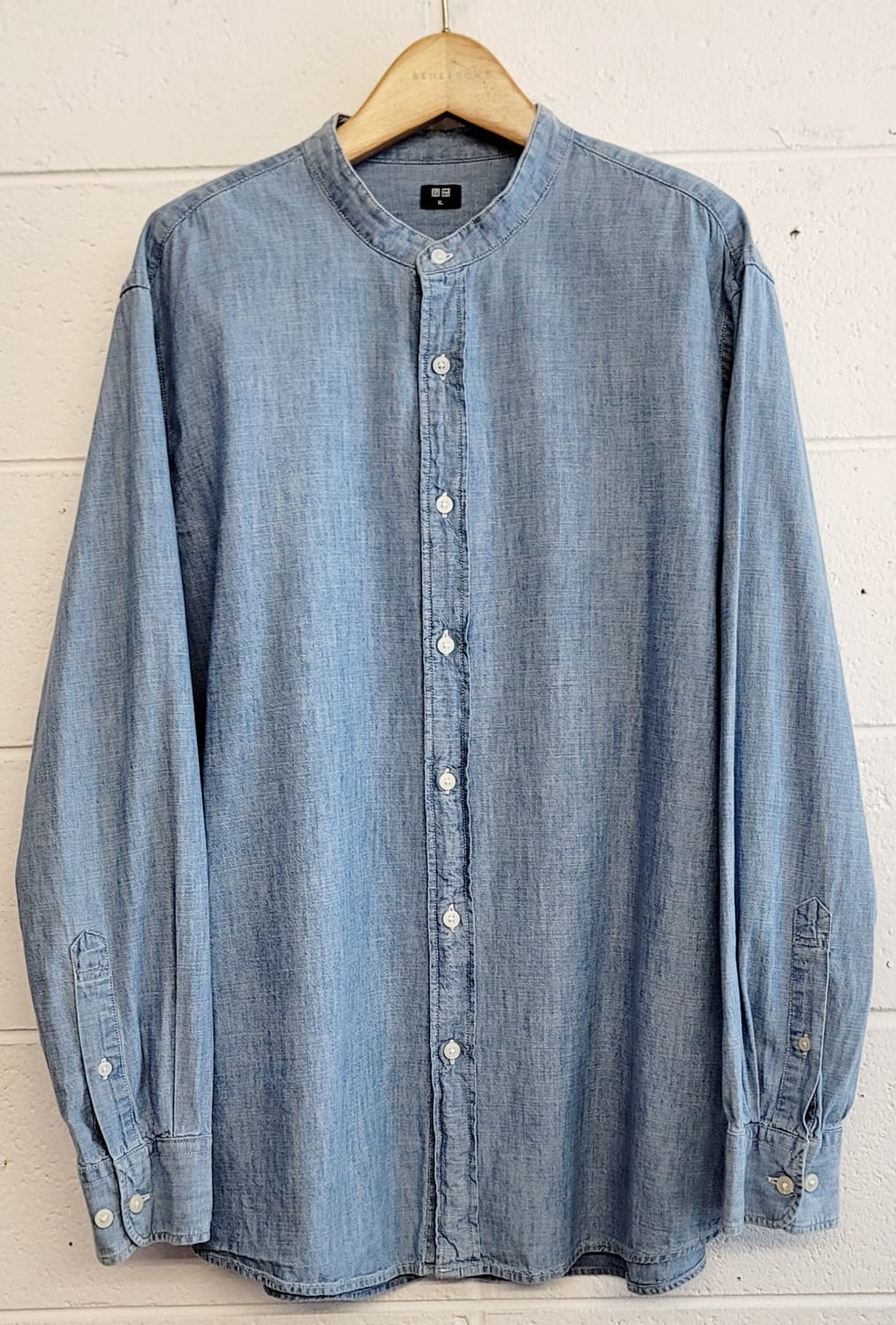 유니클로 데님(면) 헨리넥(차이나카라)셔츠판매 상품이미지1