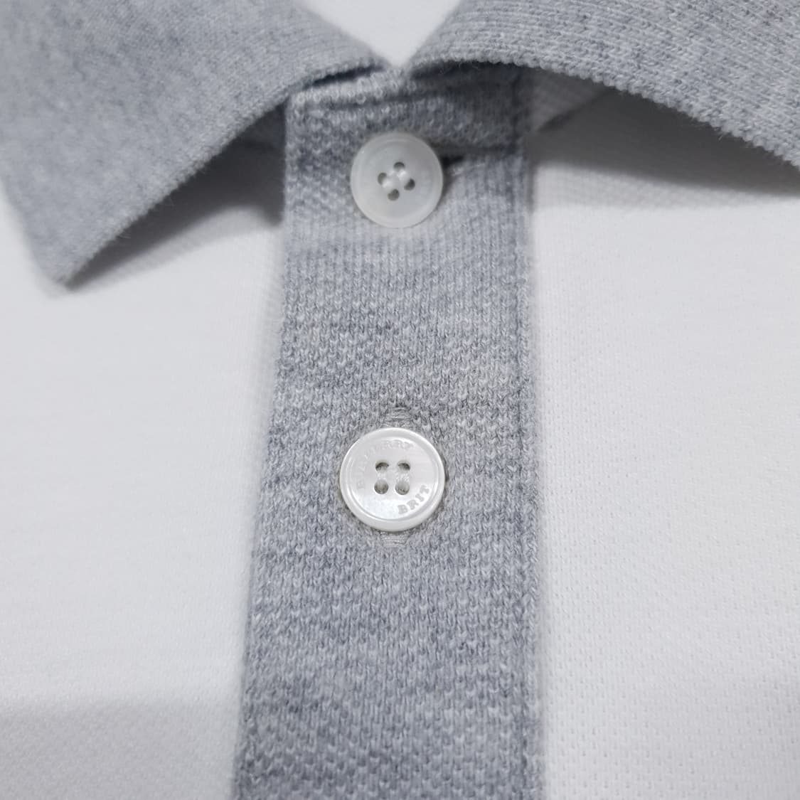 S) 버버리 크레스트 기사 로고 배색 반팔 카라티 폴로 피케 셔츠 화이트 상품이미지5