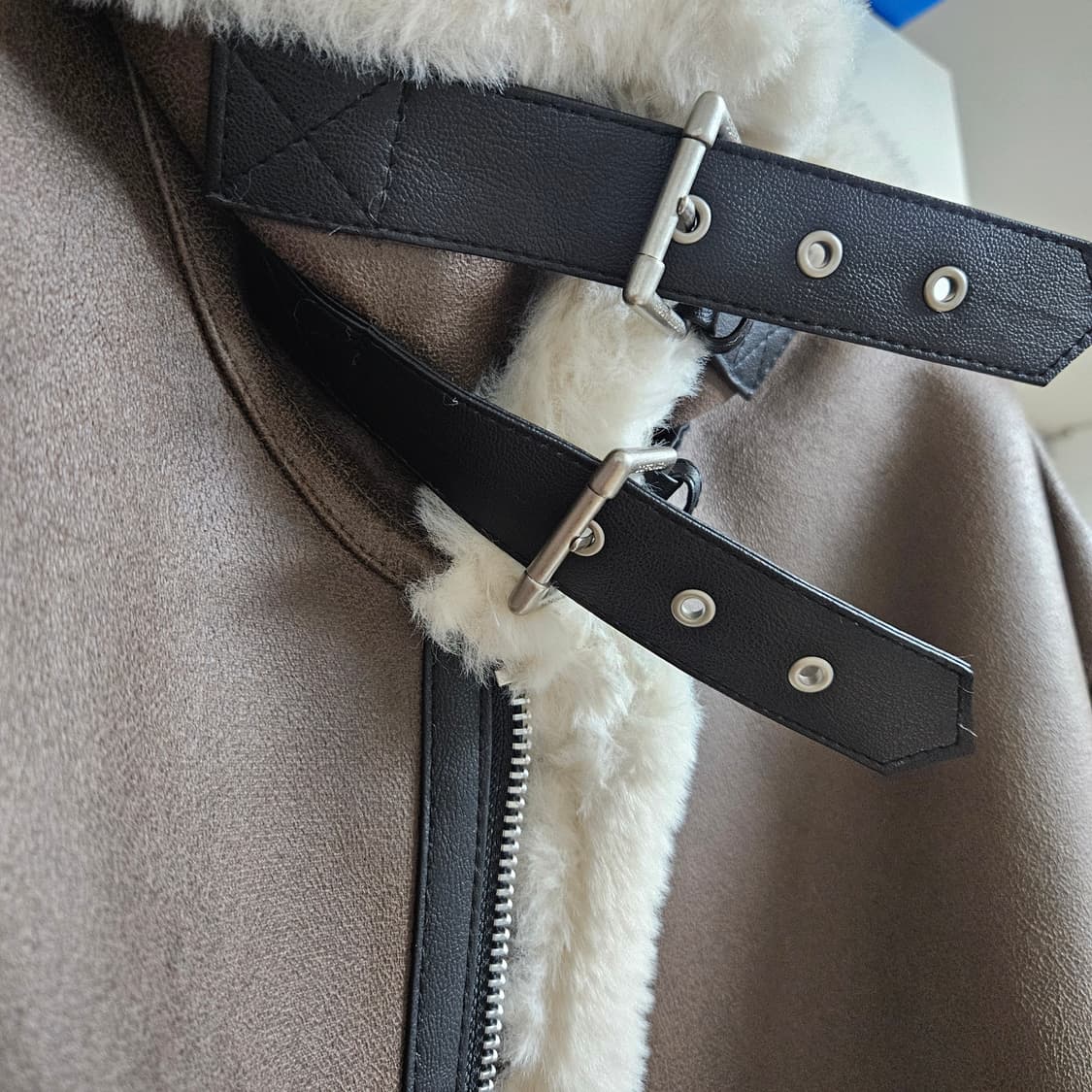 도프제이슨 무스탕 하이넥 레더 무톤 자켓 브라운 2xl xxl 상품이미지2