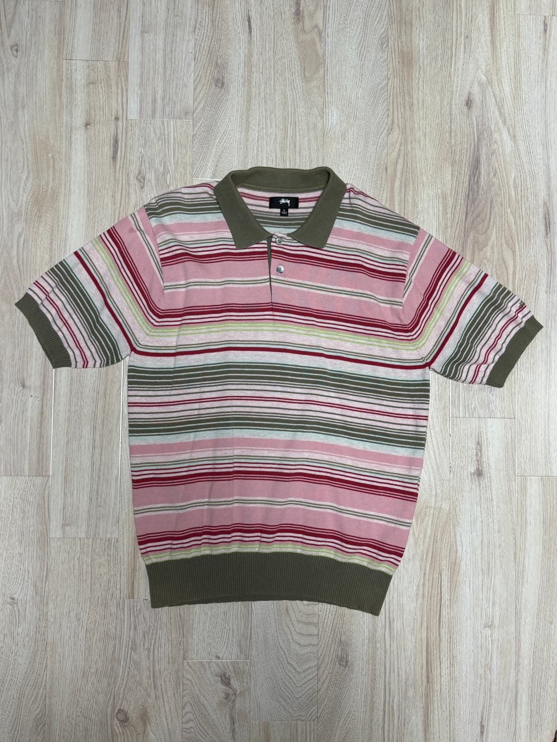 스투시 스트라이프 니트 폴로 L 상품이미지1