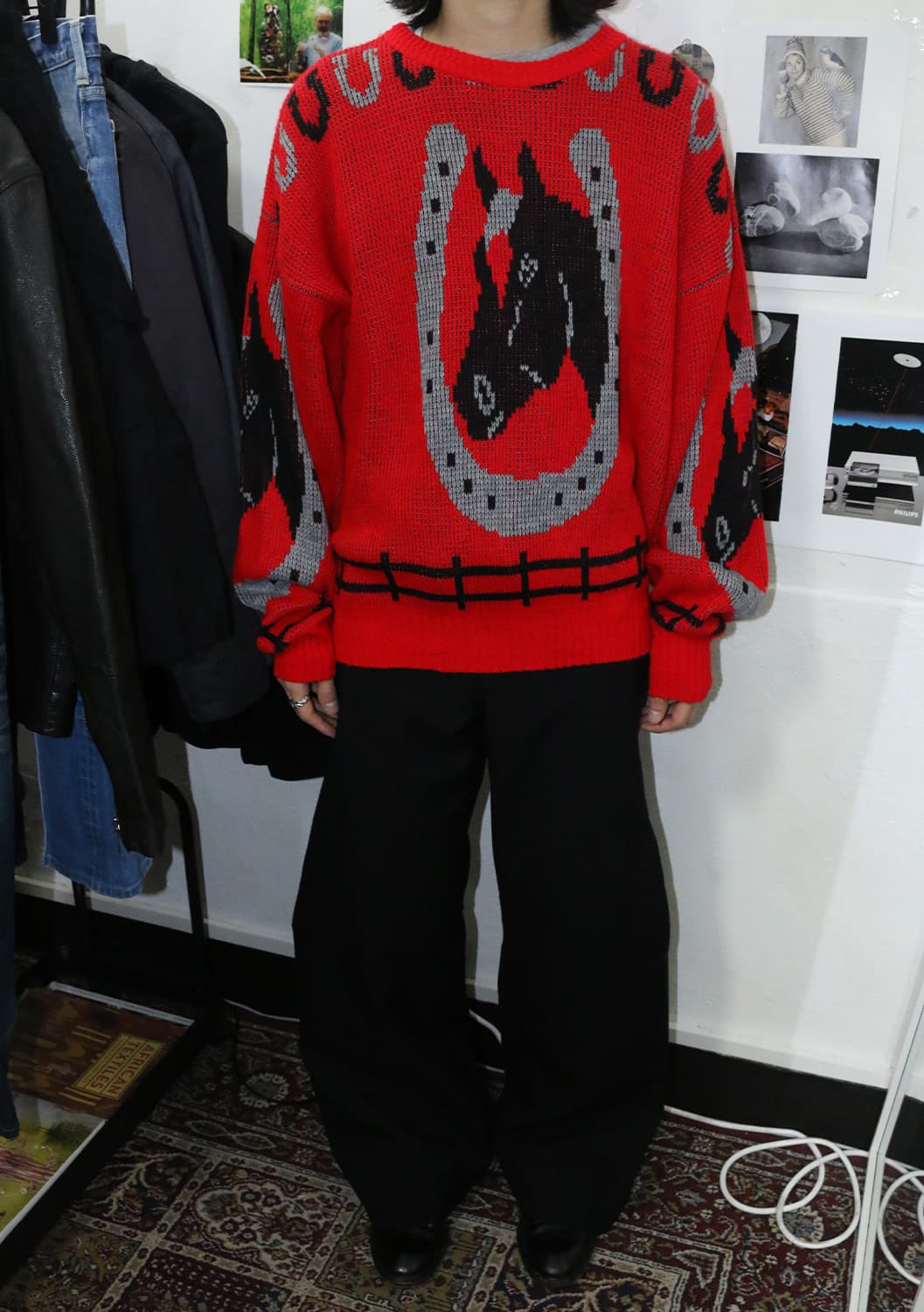 USA 레드 홀스 그래픽 니트  상품이미지4