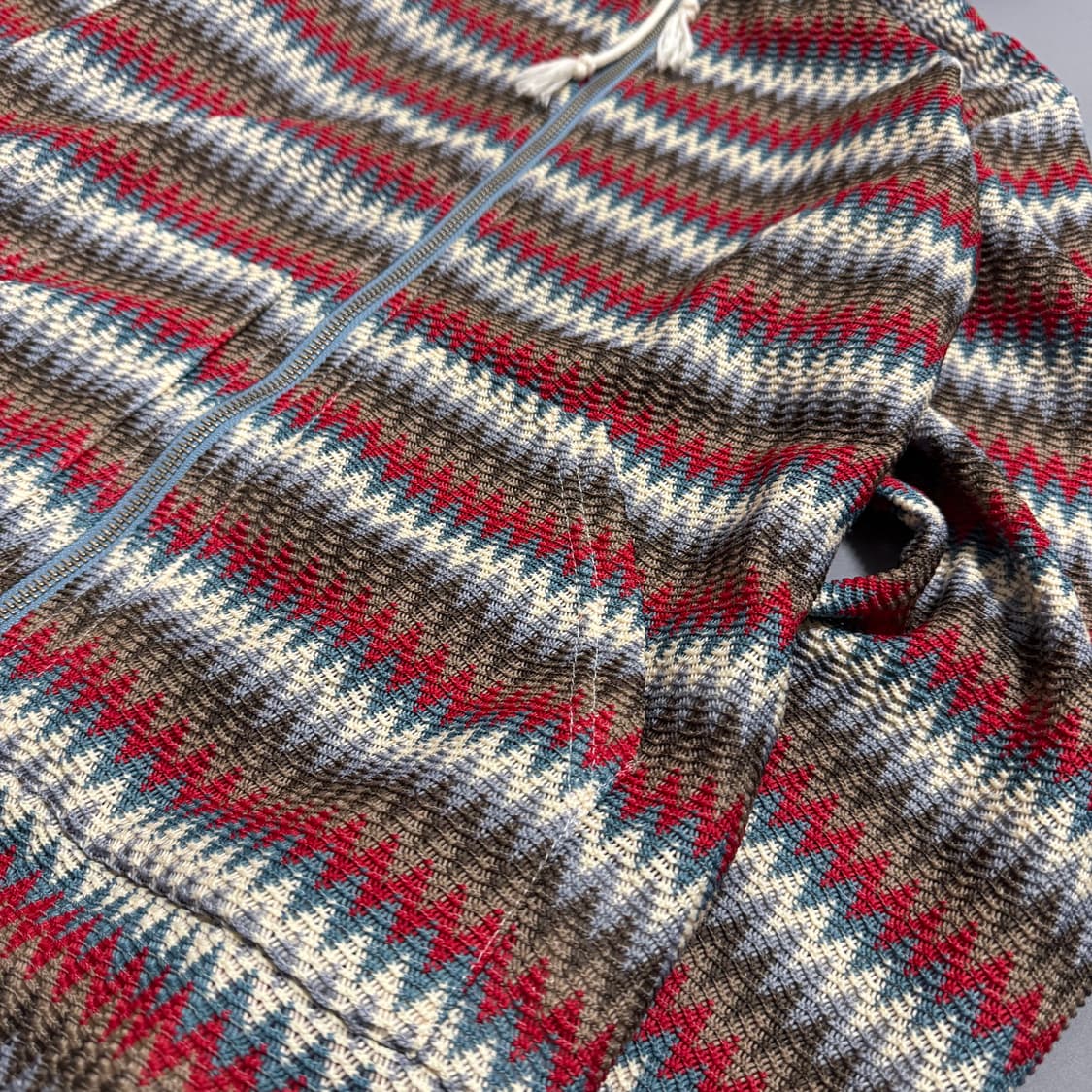 빔즈(BEAMS) 믹스컬러 셰브론 패턴 메쉬 2way 후드 집업 자켓 상품이미지5