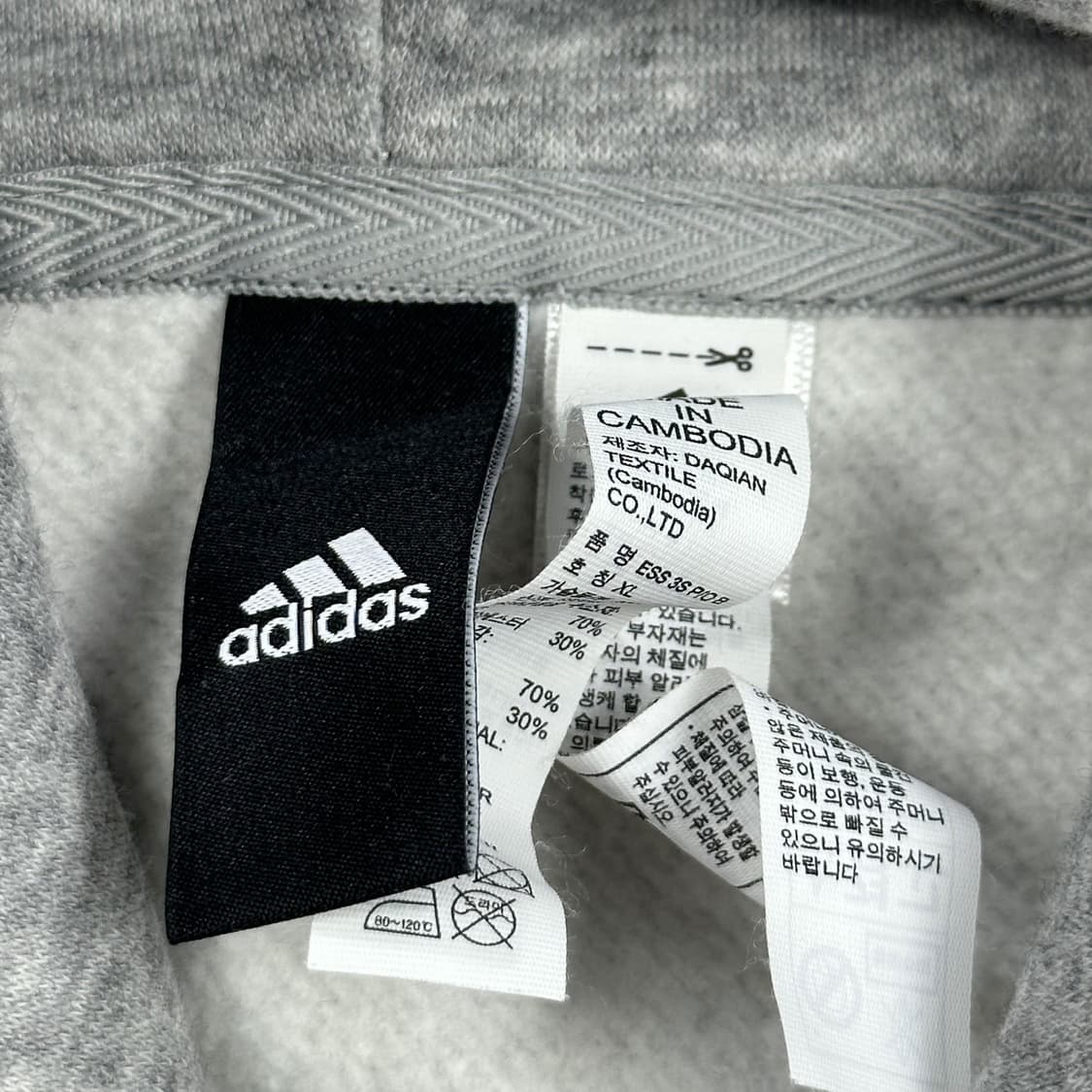 아디다스 og 미니멀 삼선 후드티 그레이 XL 상품이미지4