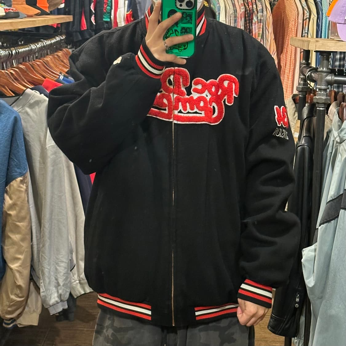 [HI] 빈티지 바시티 블랙/레드 상품이미지2