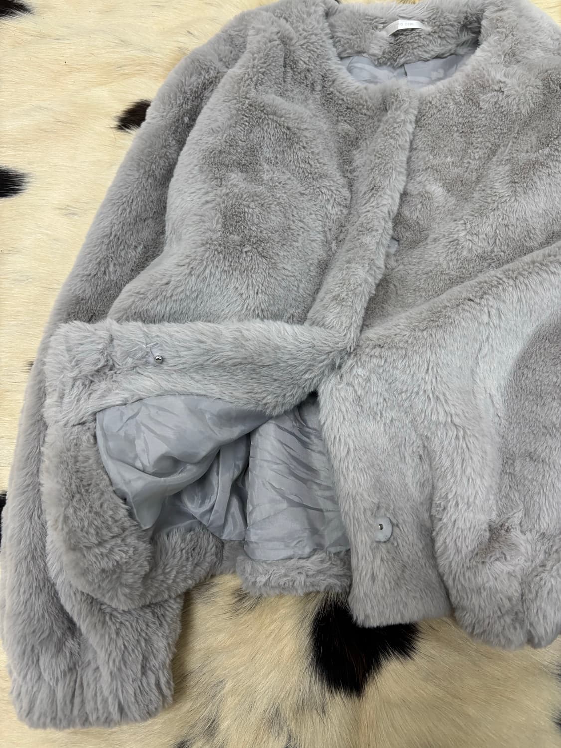 None-Neck Grey Fleece Jacket 상품이미지5