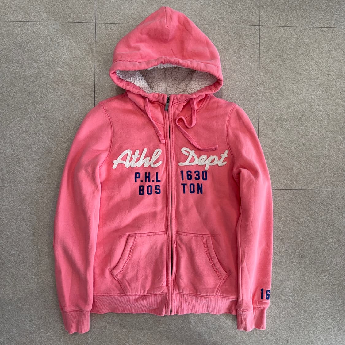 핑크 양털 후드 집업 상품이미지1