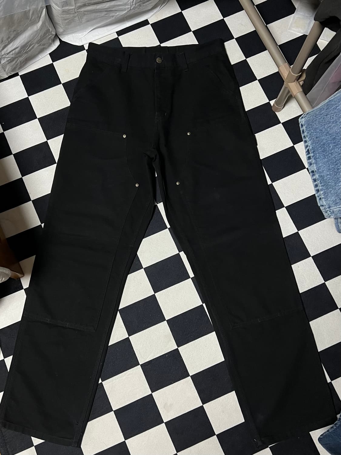 [30X32] 칼하트 WIP 더블니 워크 팬츠 디어본 블랙 상품이미지3