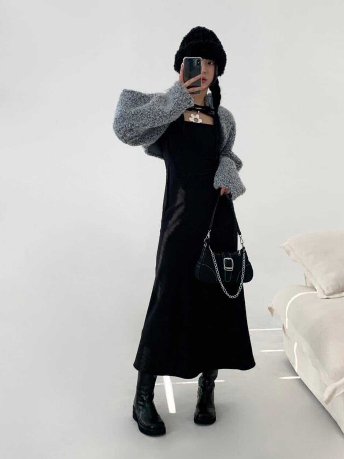 (새상품) 루루서울 허그 퍼 볼레로 블랙 상품이미지2