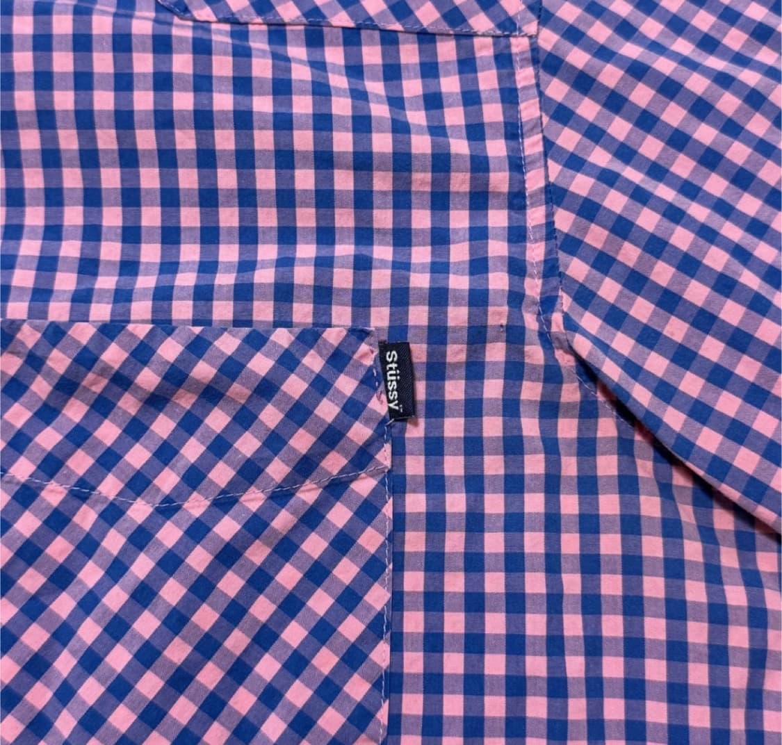 90s 올드 스투시 펄 버튼업 반팔 체크 셔츠 상품이미지5