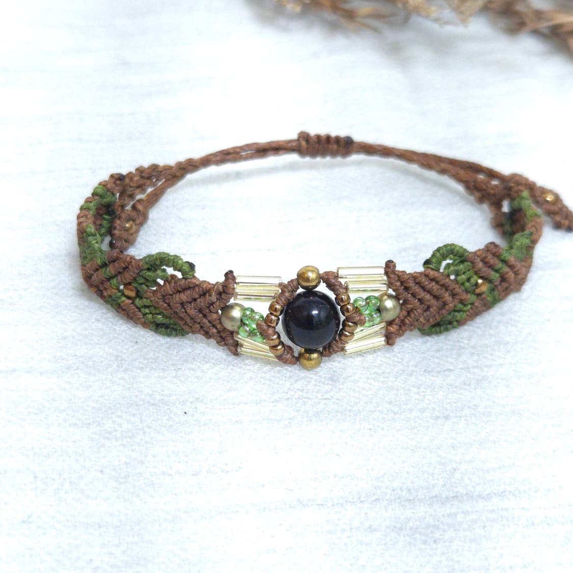 초코나무 숲 금빛 오닉스 팔찌 상품이미지3