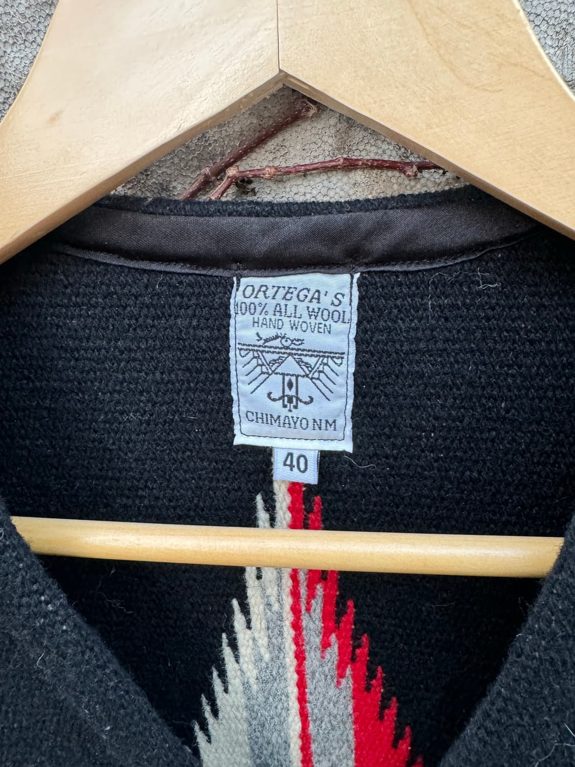 오르테가 핸드 우븐 울 네이티브 나바호 웨스턴 치마요 베스트 조끼 블랙 상품이미지7