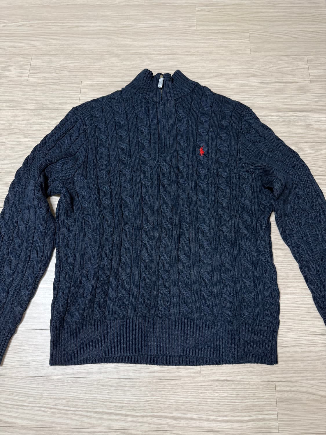 새상품/ 폴로 랄프로렌 네이비 케이블 니트 하프 집업 XL 상품이미지1