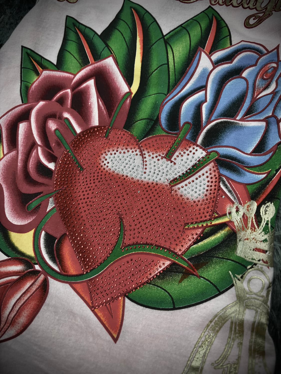 Christian Audigier 핑크 올드스쿨 프린팅 큐빅 반팔 티셔츠 상품이미지4