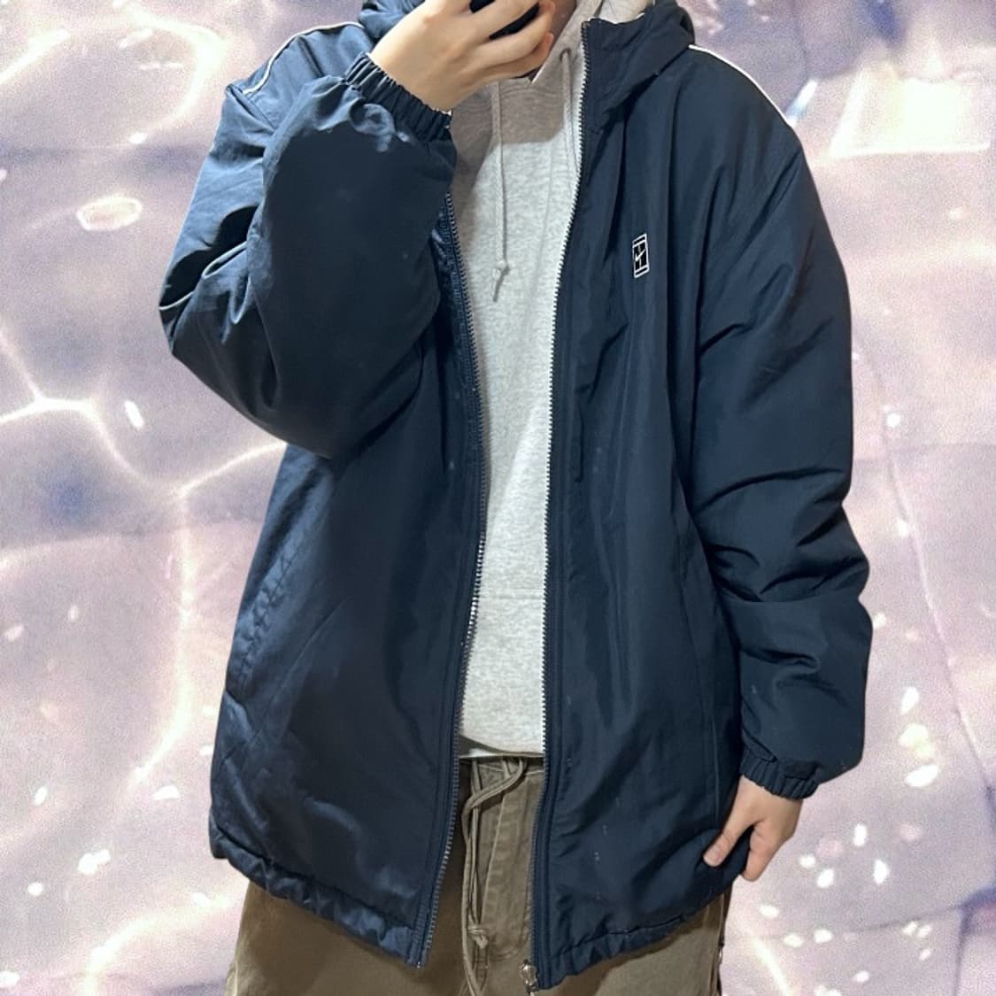 00s 나이키 리버시블 양면 후드 패딩 점퍼 화이트 네이비 100 L 상품이미지5