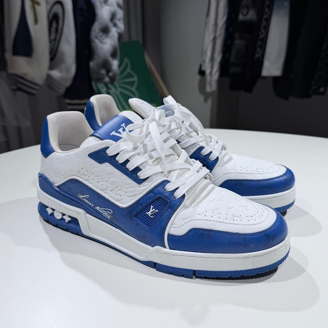 (A/7) / 루이비통 LV 모노그램 트레이너 스니커즈 블루 상품이미지3