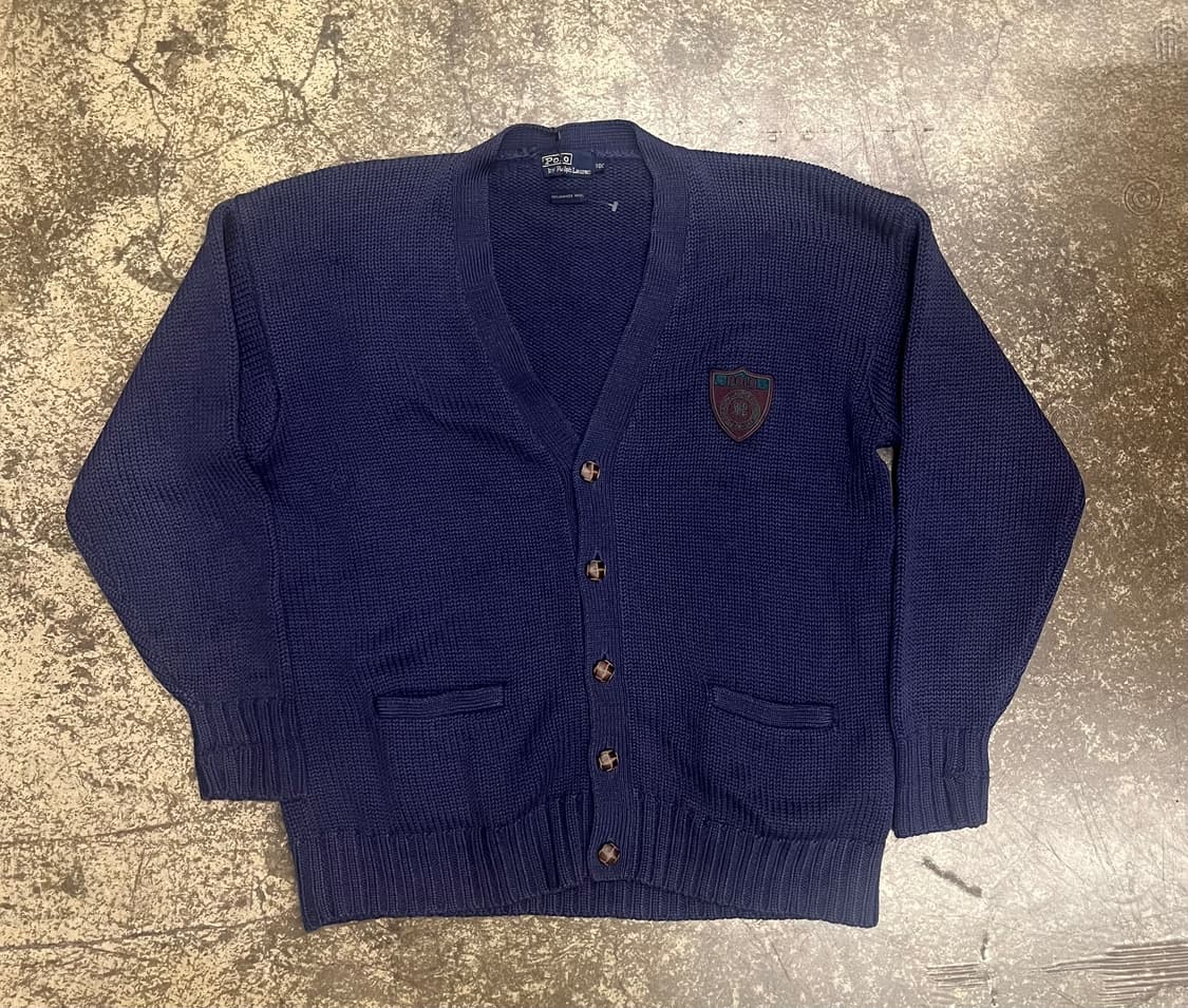 90s 폴로 랄프로렌 방패로고 네이비 니트 가디건 상품이미지1
