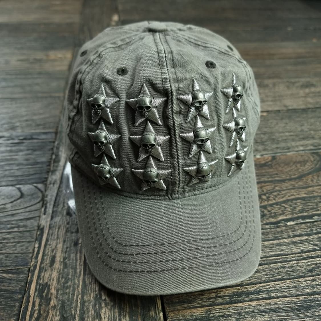 [빈티지] 가공 스컬 스타 자수 볼캡 M19714 상품이미지2