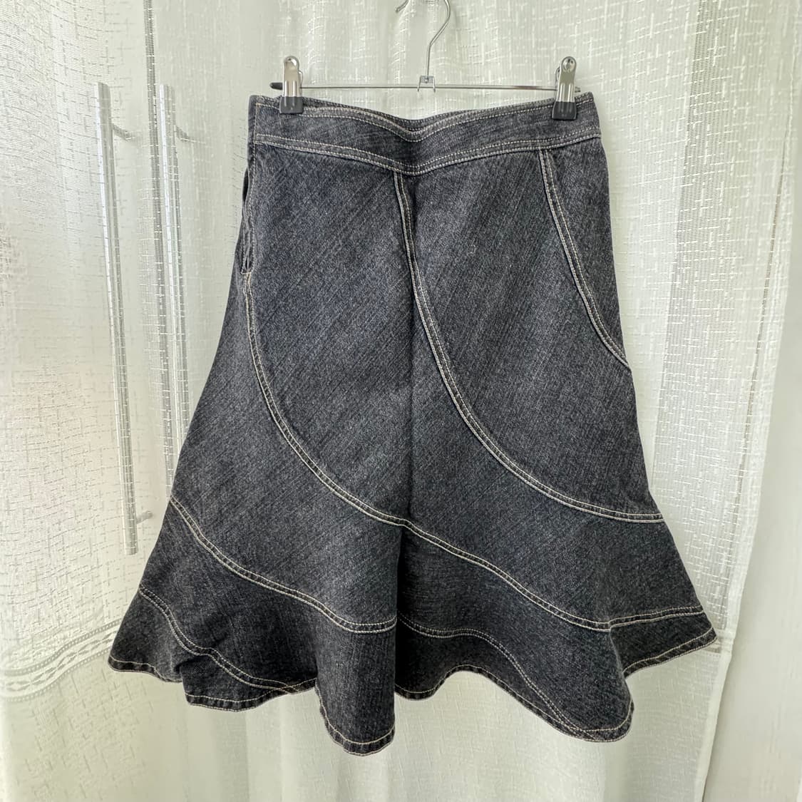 빈티지 블랙청 데님 플레어 스커트 상품이미지3