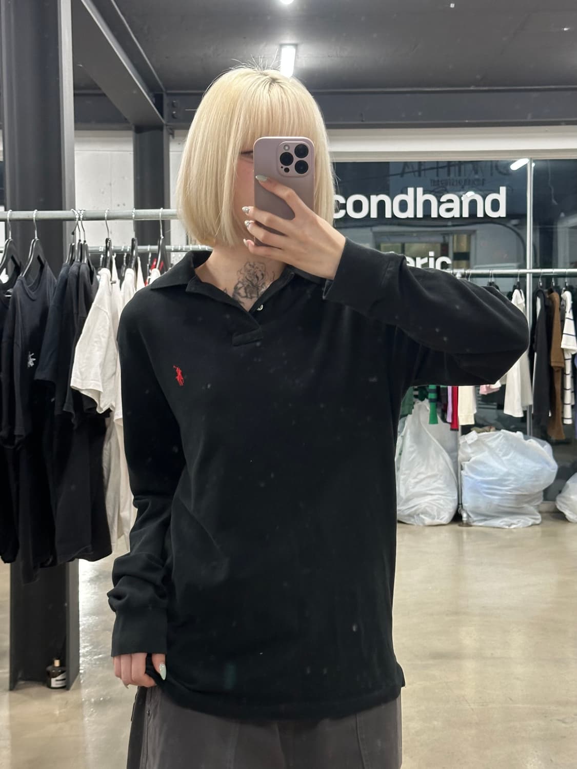 폴로 랄프로렌 블랙 카라 긴팔 티셔츠 상품이미지1