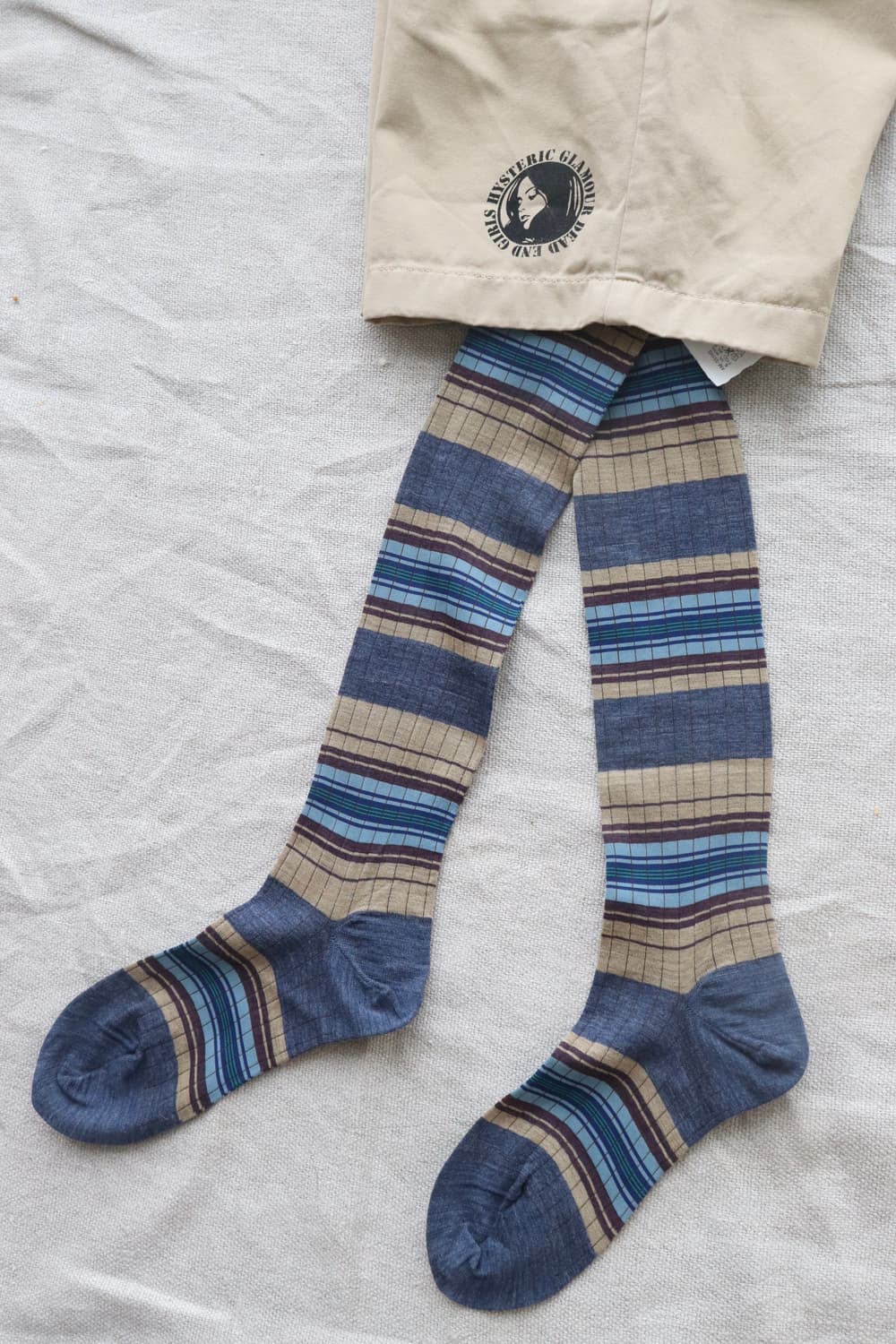 [Antipast] Stripe Long Socks (Blue) 상품이미지1