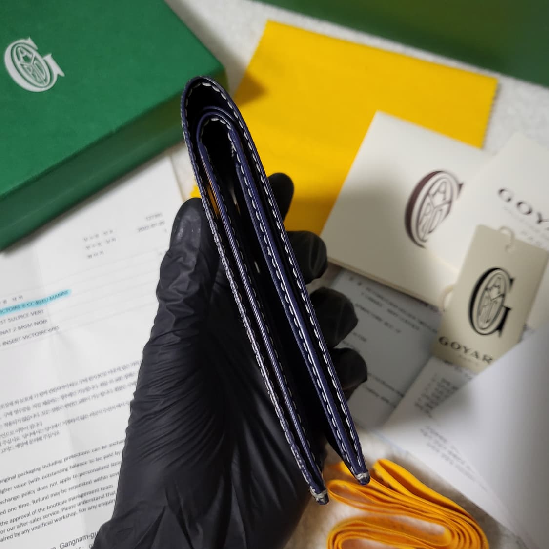 [새상품급/풀구성] 고야드 빅투아르 반지갑 네이비 상품이미지5