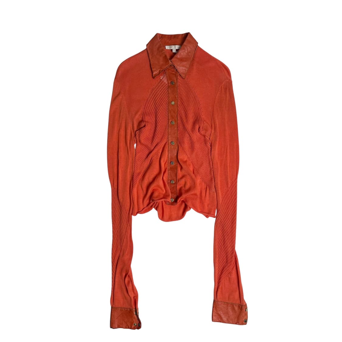 Roberto cavalli 레더 니트 오렌지 롱 슬리브 (italy)  상품이미지1
