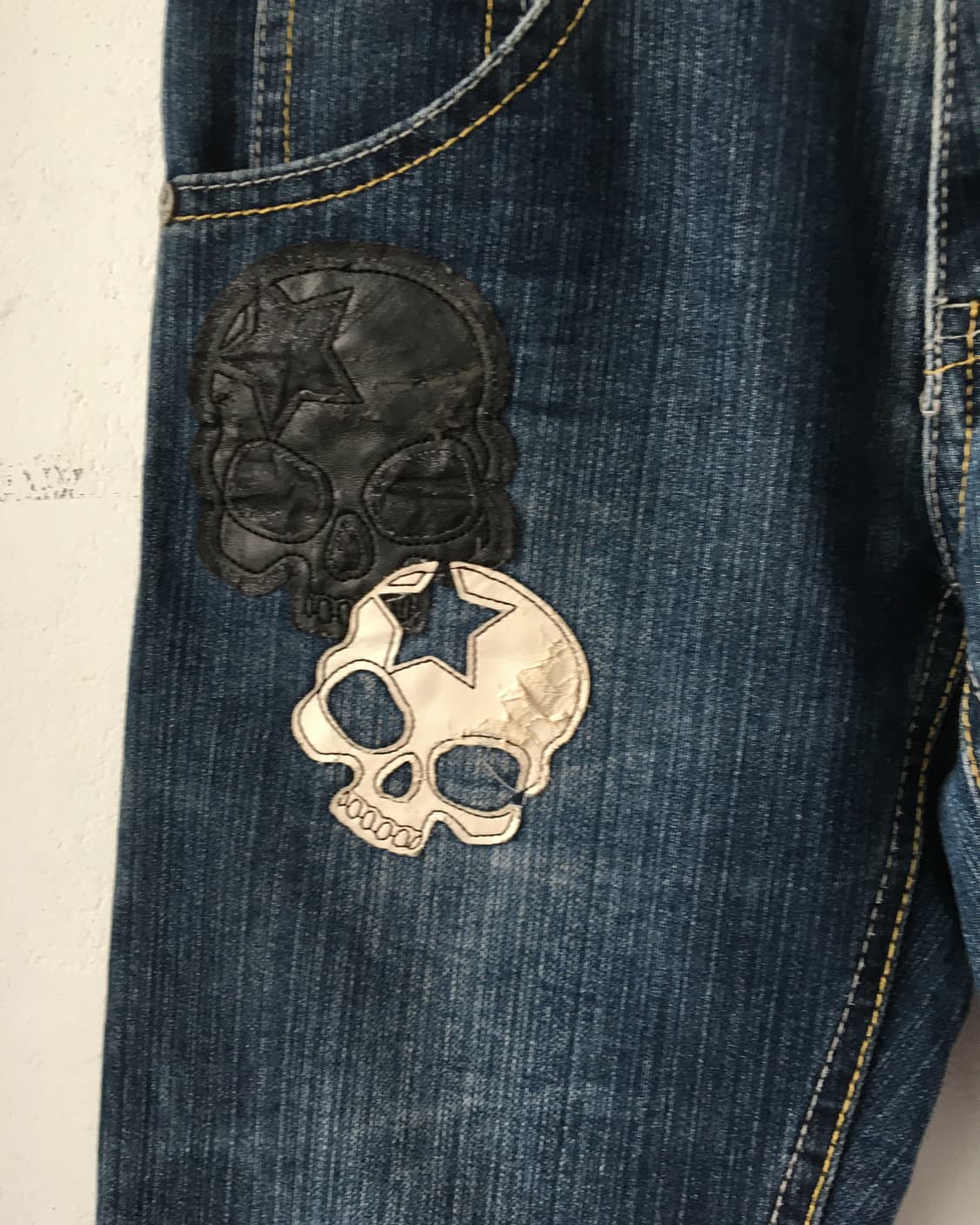 Batsu skull patch denim pants 상품이미지4