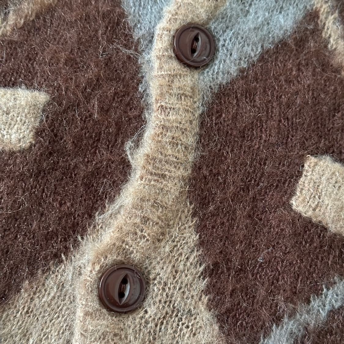 BEAMS+ 빔즈플러스 아가일 패턴 모헤어 가디건 S 사이즈 상품이미지7