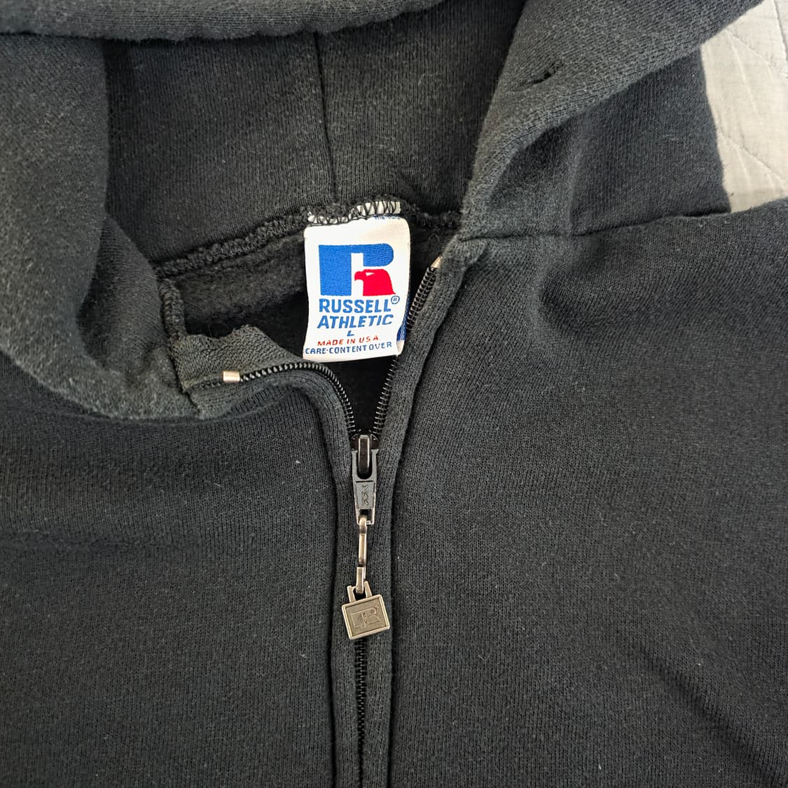 [L] 90s USA 빈티지 러셀 애슬레틱 후드집업 블랙 ver.굿컨디션 상품이미지5