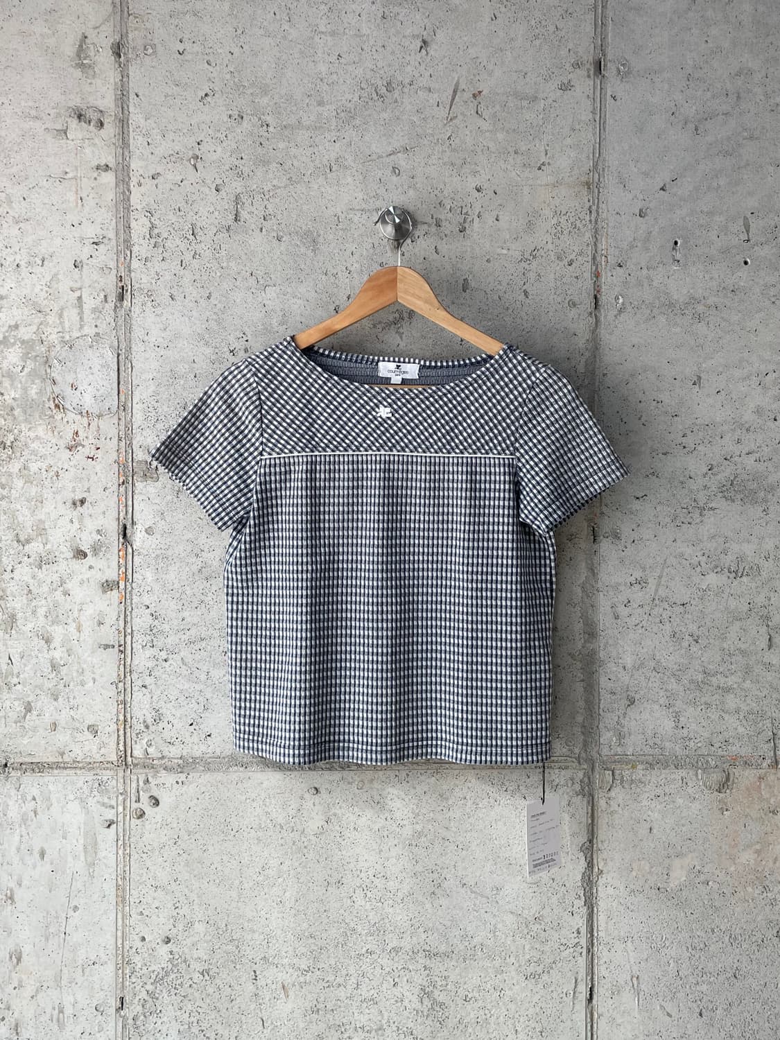 00s Courreges 꾸레쥬 로고 체크 탑 상품이미지1