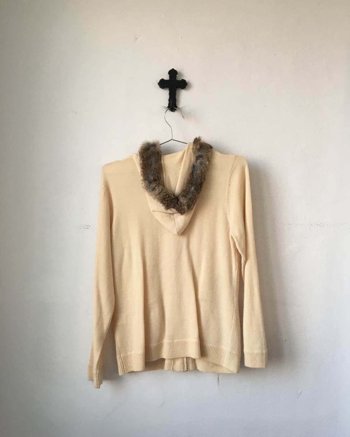 Fur hood knit zip up 상품이미지3