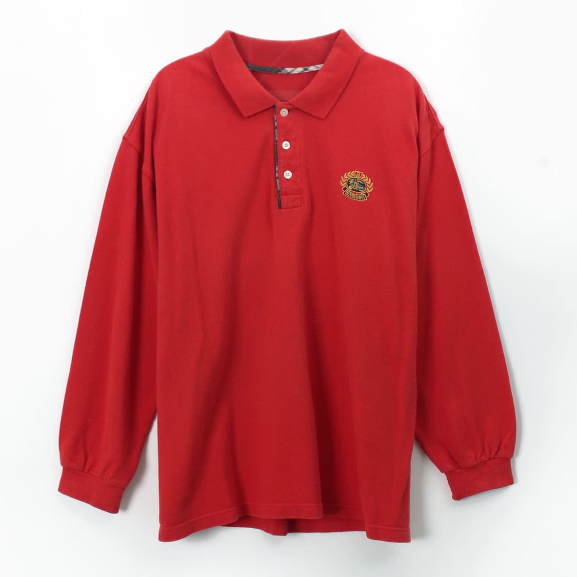 버버리 BURBERRY 90s 빈티지 자수 레드 pk셔츠 카라티셔츠 상품이미지1