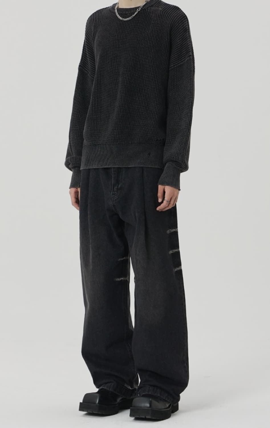메종 미네드 SWELL WIDE DENIM PANTS BLACK 46 상품이미지3