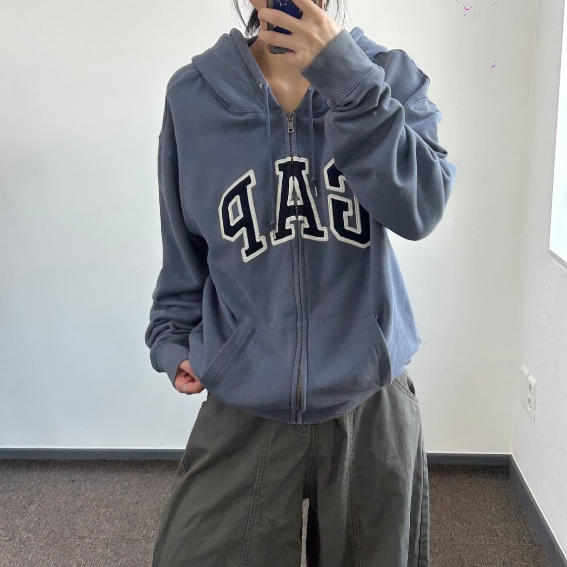 Gap 갭 네이비 로고 블루 후드집업 상품이미지2