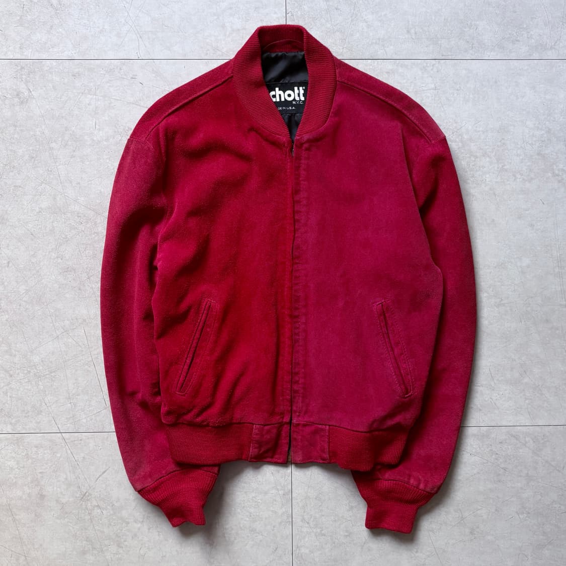 VINTAGE 90-00s 쇼트 스웨이드 레더 블루종 상품이미지1