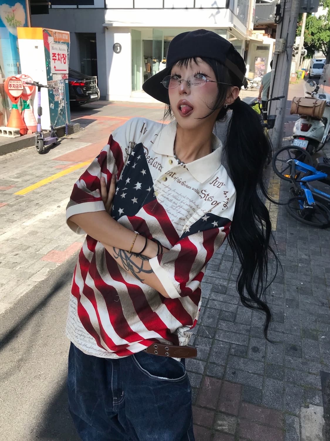 🇺🇸 풀 성조기 프린팅 피케 반팔 티셔츠 🇺🇸 상품이미지3