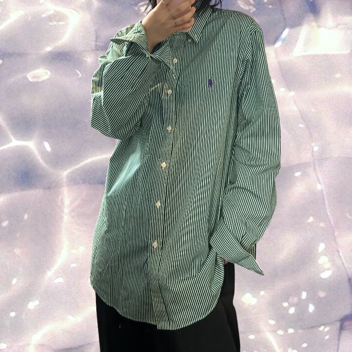 폴로 랄프로렌 스트라이프 셔츠 그린 L 상품이미지3