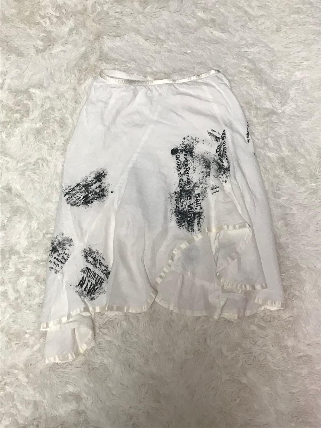 일본빈티지 레터링 디테일 언발란스 스커트 상품이미지2