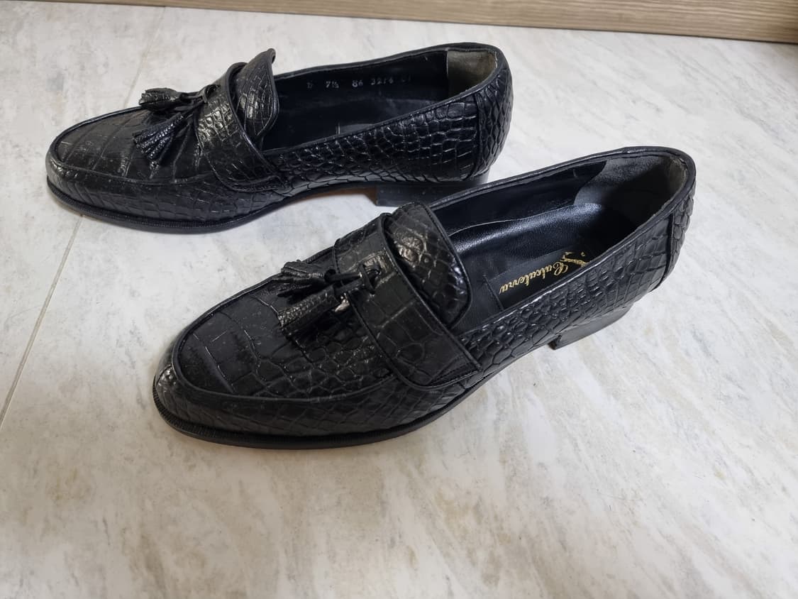 리얼 악어가죽 와니 테슬 블랙로퍼 255-260 블랙 상품이미지1