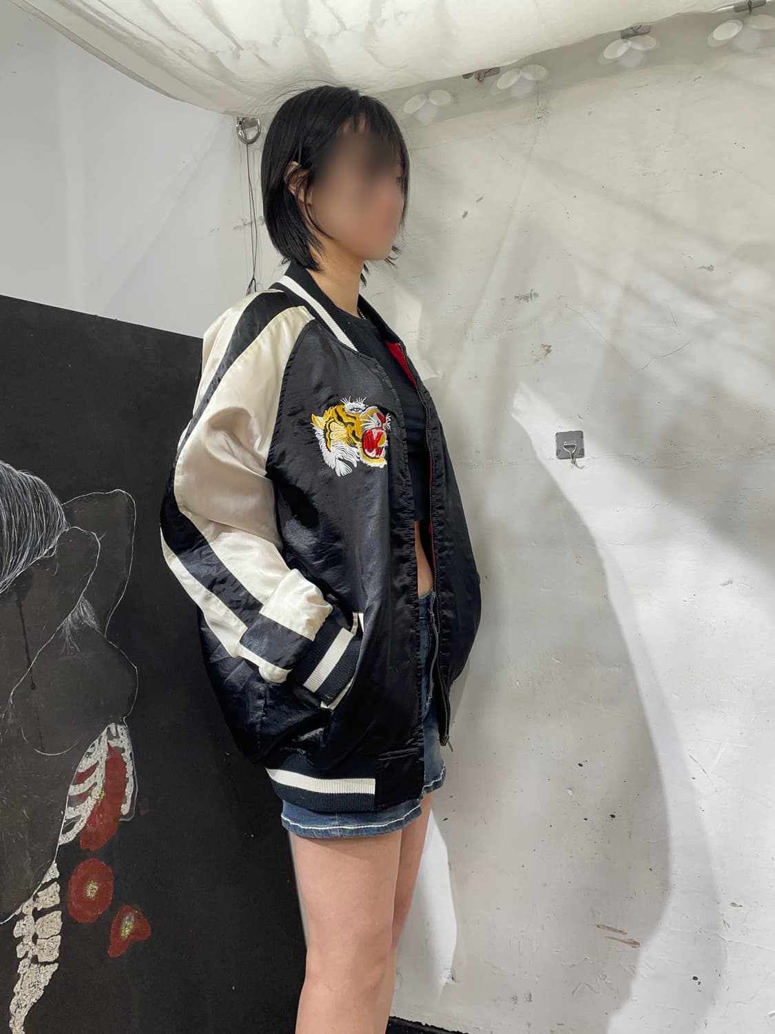 빈티지 Japan 호랑이 자수 스카잔 오버핏 스카쟌 L 상품이미지5