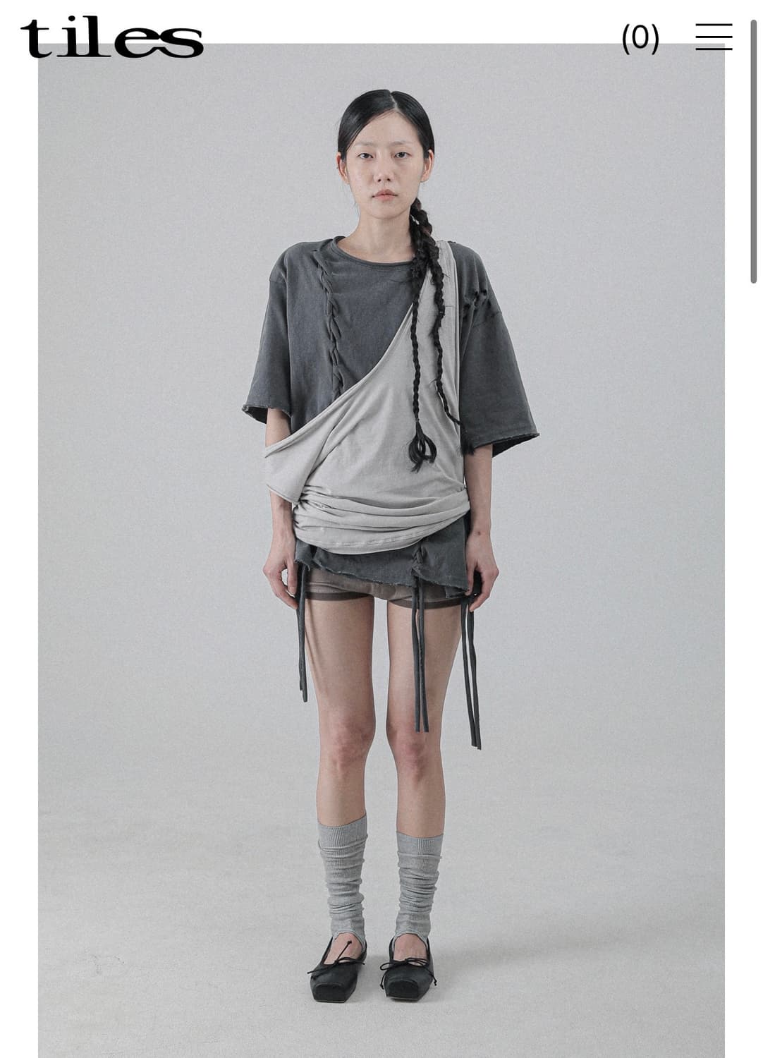 tiles 타일즈 rope half sleeve 반팔 차콜 상품이미지2