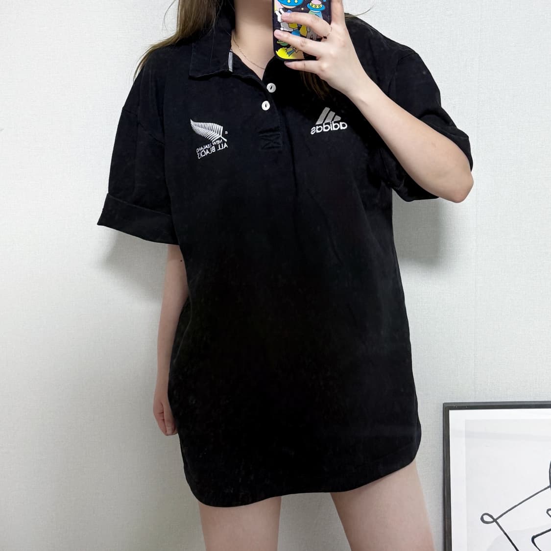 아디다스 올블랙 헤비 카라 반팔티 상품이미지1