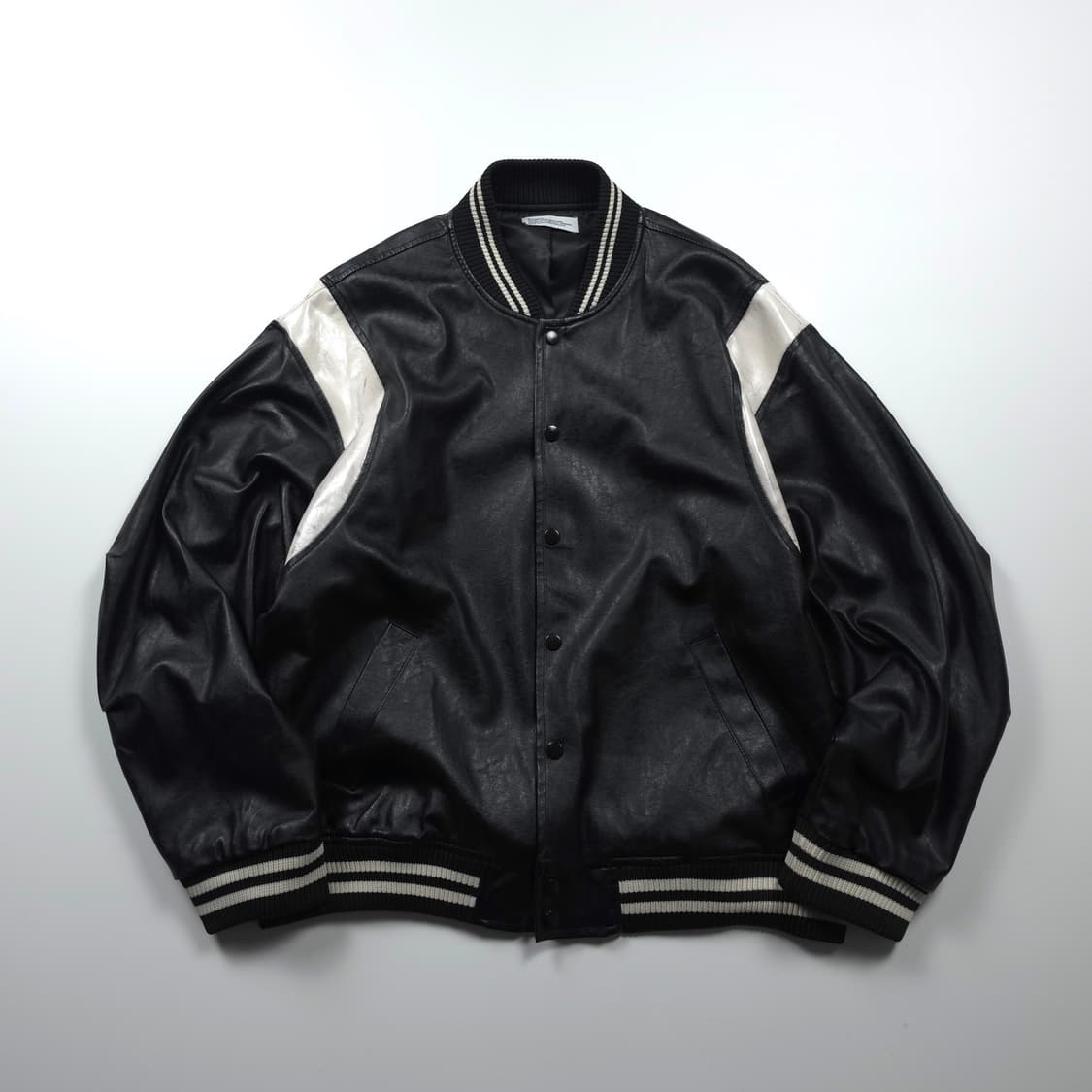 파르티멘토 버핑 레더 배색 바시티 자켓 (XL) 상품이미지1