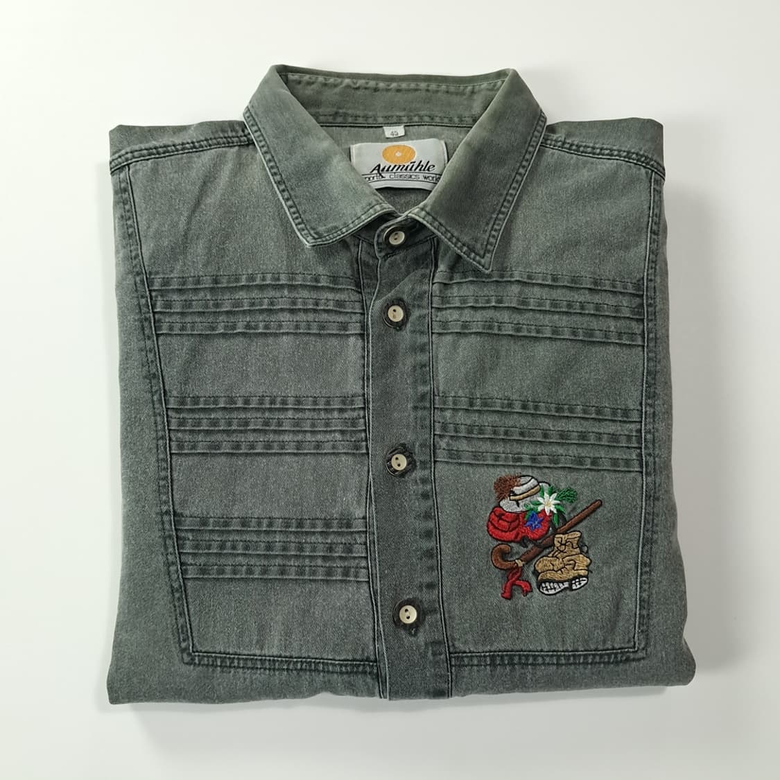 CJ323 XL 아우뮐레 90s 독일판 바바리안 워시드흑청 셔츠 남방 상품이미지7