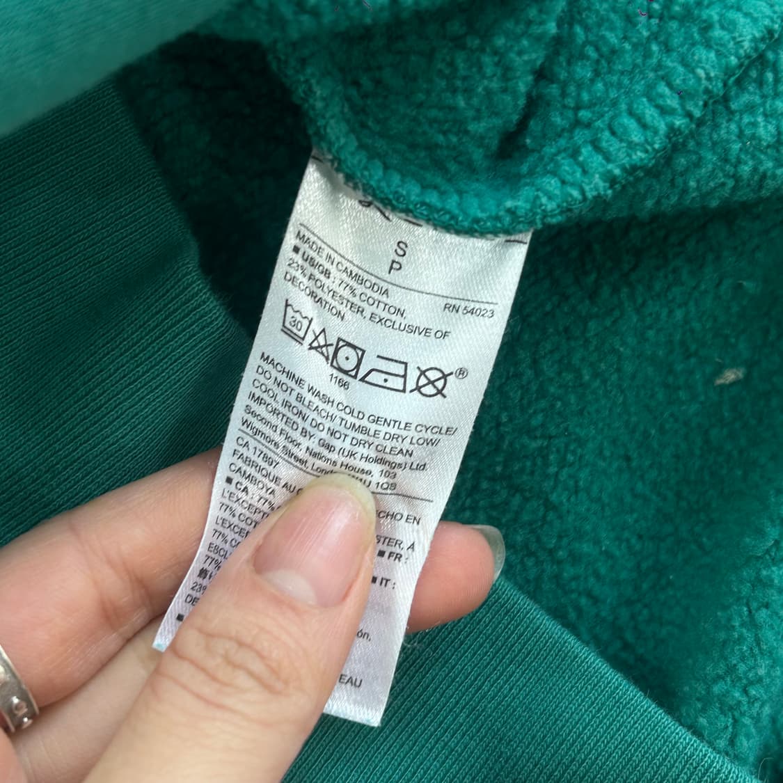 Gap 갭 블랙 로고 그린 후드티 상품이미지6