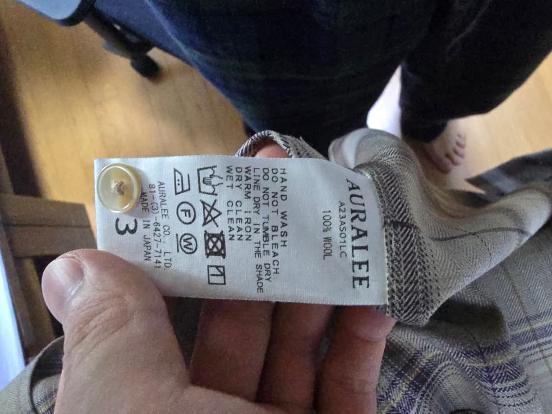 23AW 오라리 슈퍼 라이트 울 체크 셔츠 라이트브라운 3 상품이미지6