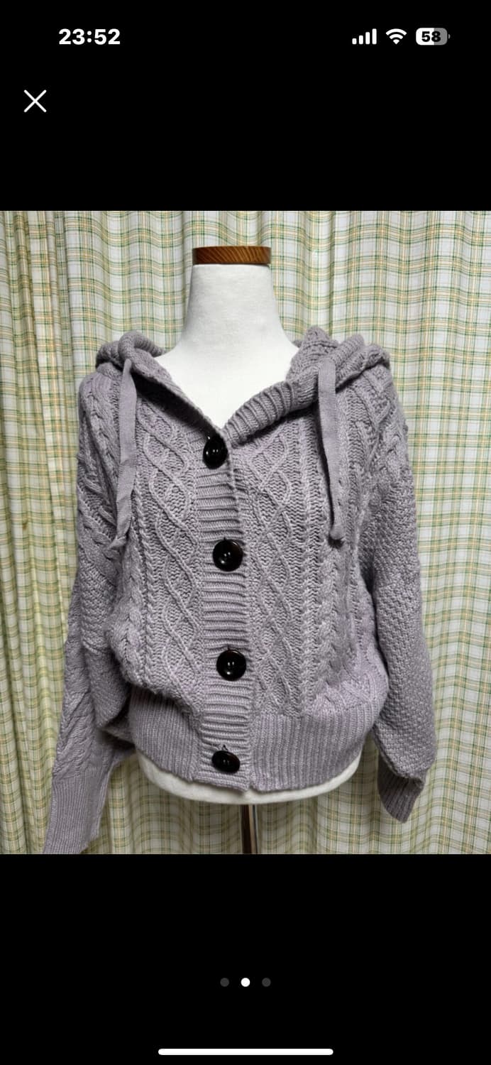 연보라 니트 후드집업 모리걸 상품이미지2