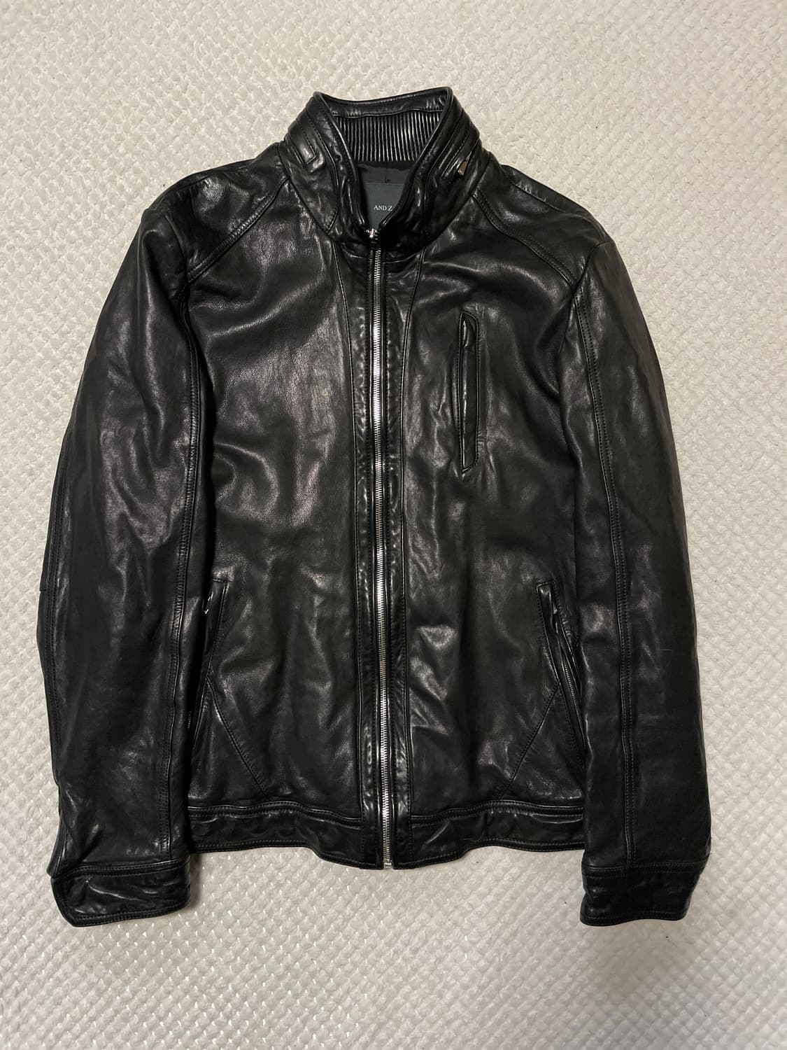 AND Z 웨스턴 무드 램스킨 양가죽 바이커 절개 레더 자켓 상품이미지1