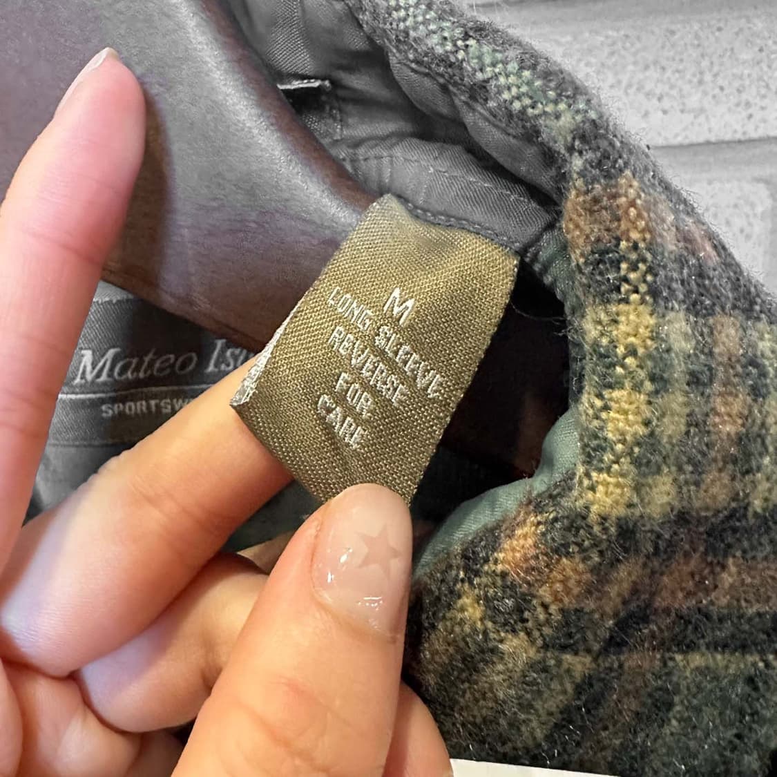 USA VINTAGE 긴팔 셔츠 체크 패턴 투포켓 디테일 카키 상품이미지7