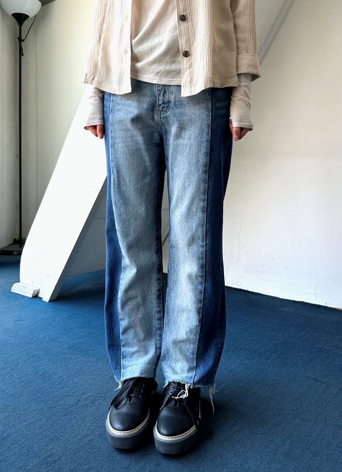 Rework design denim straight pants 상품이미지2